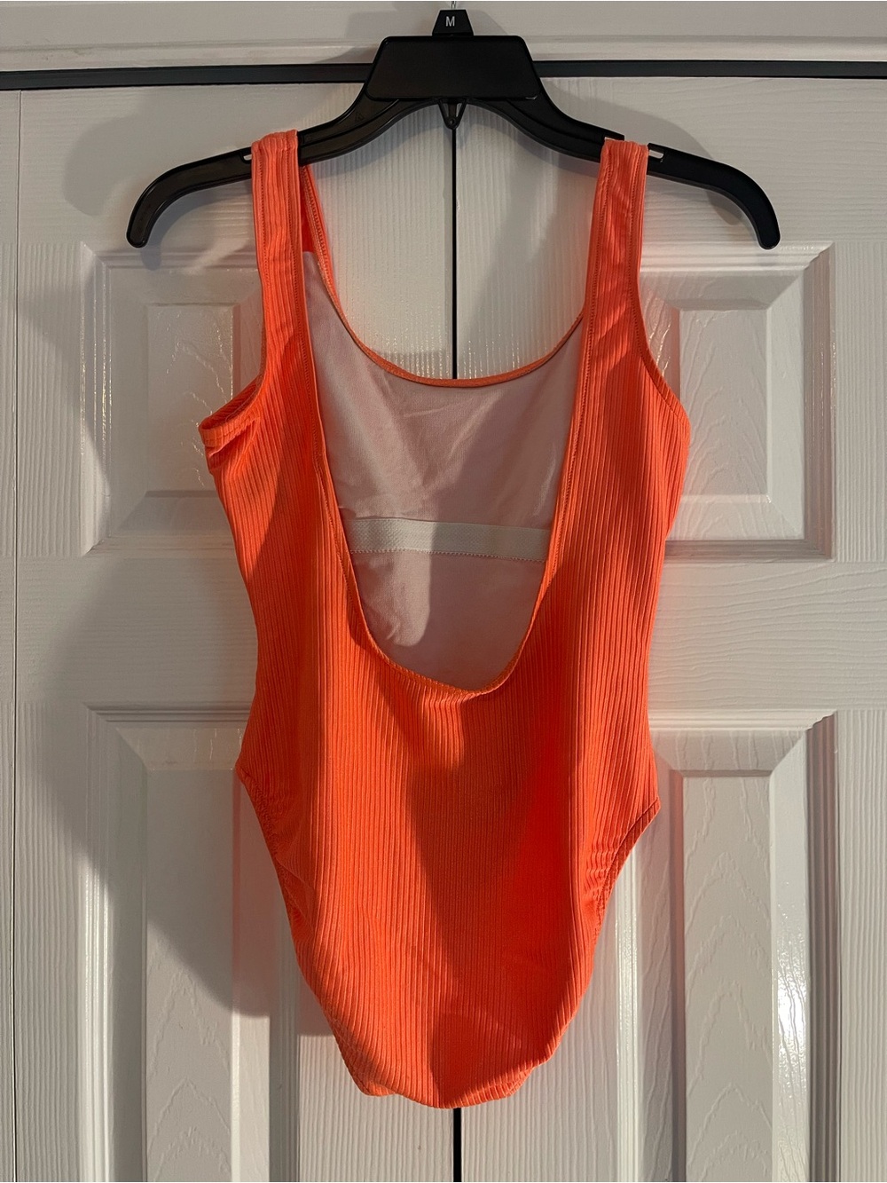 Vintage style south point Neon Orange Ribbed Scoop-Back One-Piece Swim
